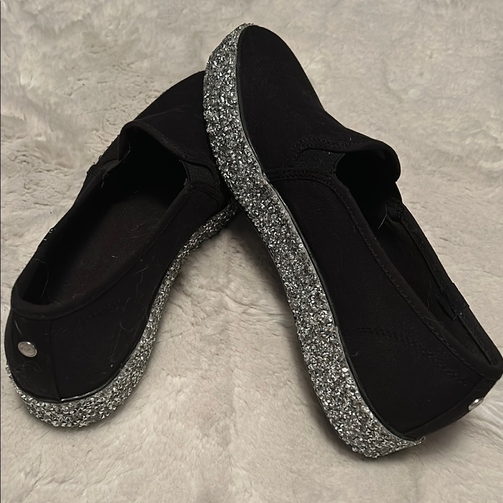 NWOT Keds Black Canvas Loafers with Chunky Sparkling Trim